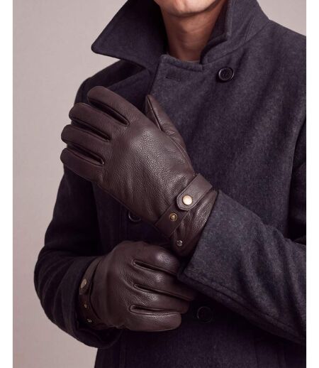 Isotoner Gants homme tactiles, en cuir de chèvre, doublé imitation micro-fourrure