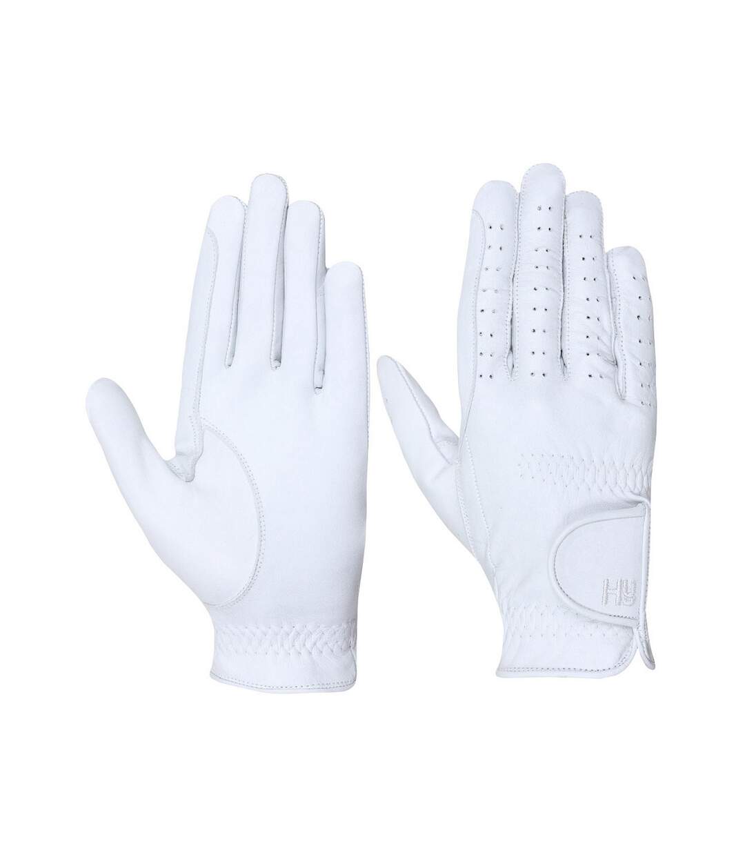 Adults leather riding gloves white Hy5-1