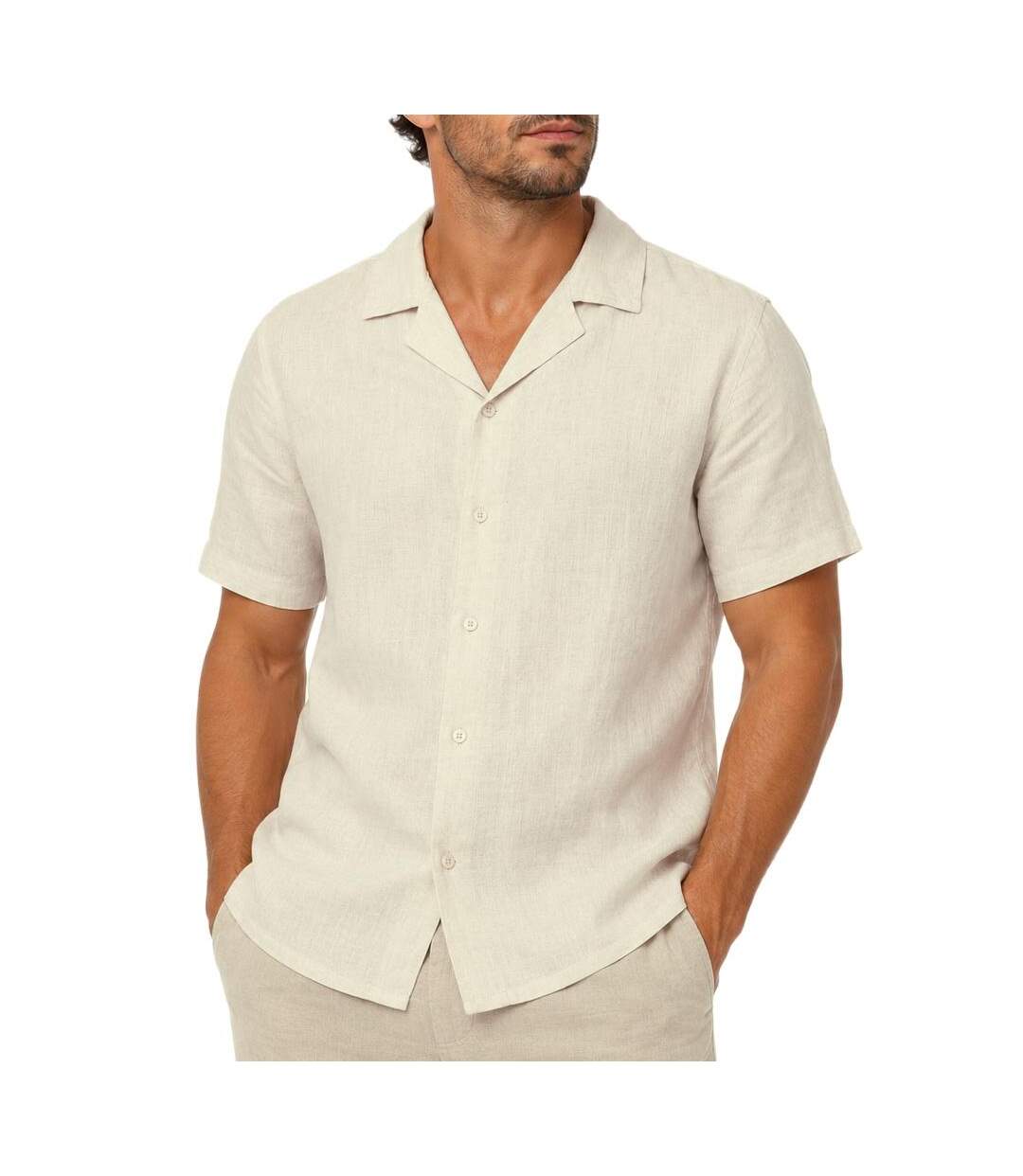 Chemise beige homme paname brothers lin ficelle-1