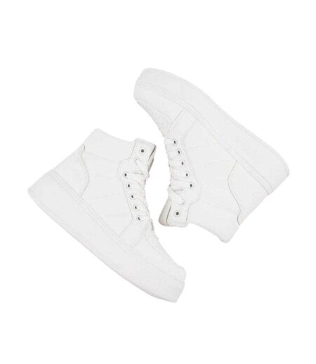 Womens/ladies Ecological Leather Sport Platform High Top Trainers White News