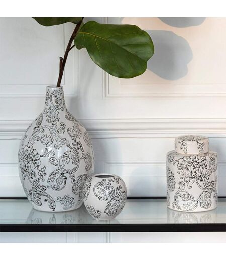 Vase Rond en Porcelaine Zen 33cm Noir & Blanc