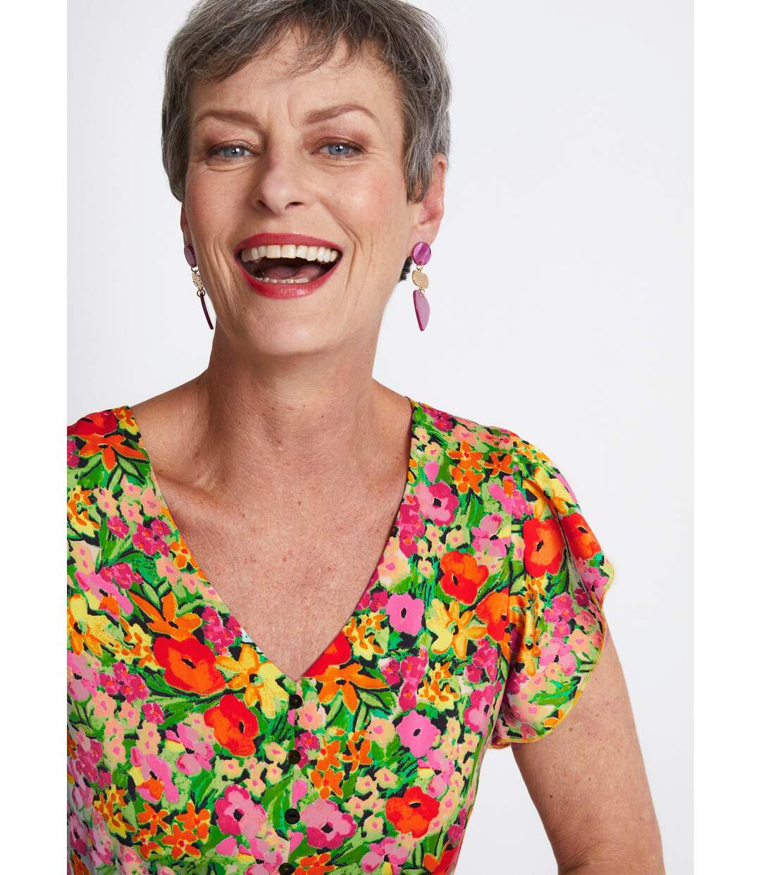 Robe courte volantée imprimé floral-5