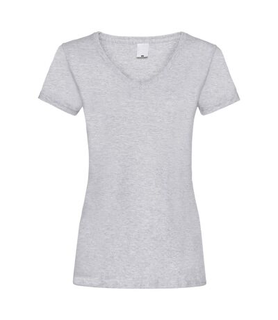 Womens/Ladies Value Fitted V-Neck Short Sleeve Casual T-Shirt (Grey Marl) - UTBC3905