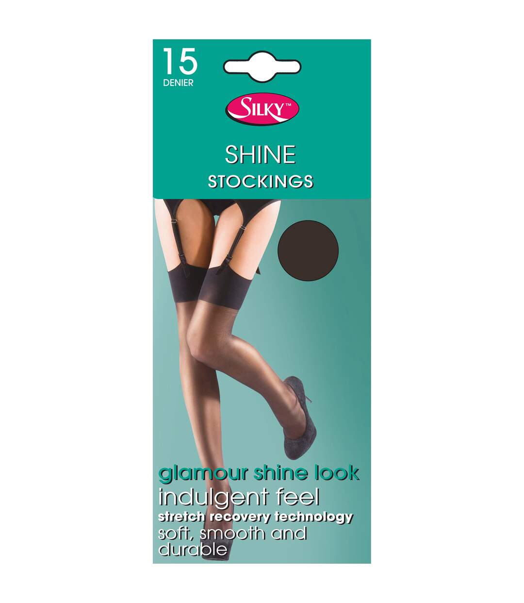 Shine bas satinés pour porte-jarretelles 1 paire femme marron foncé Silky