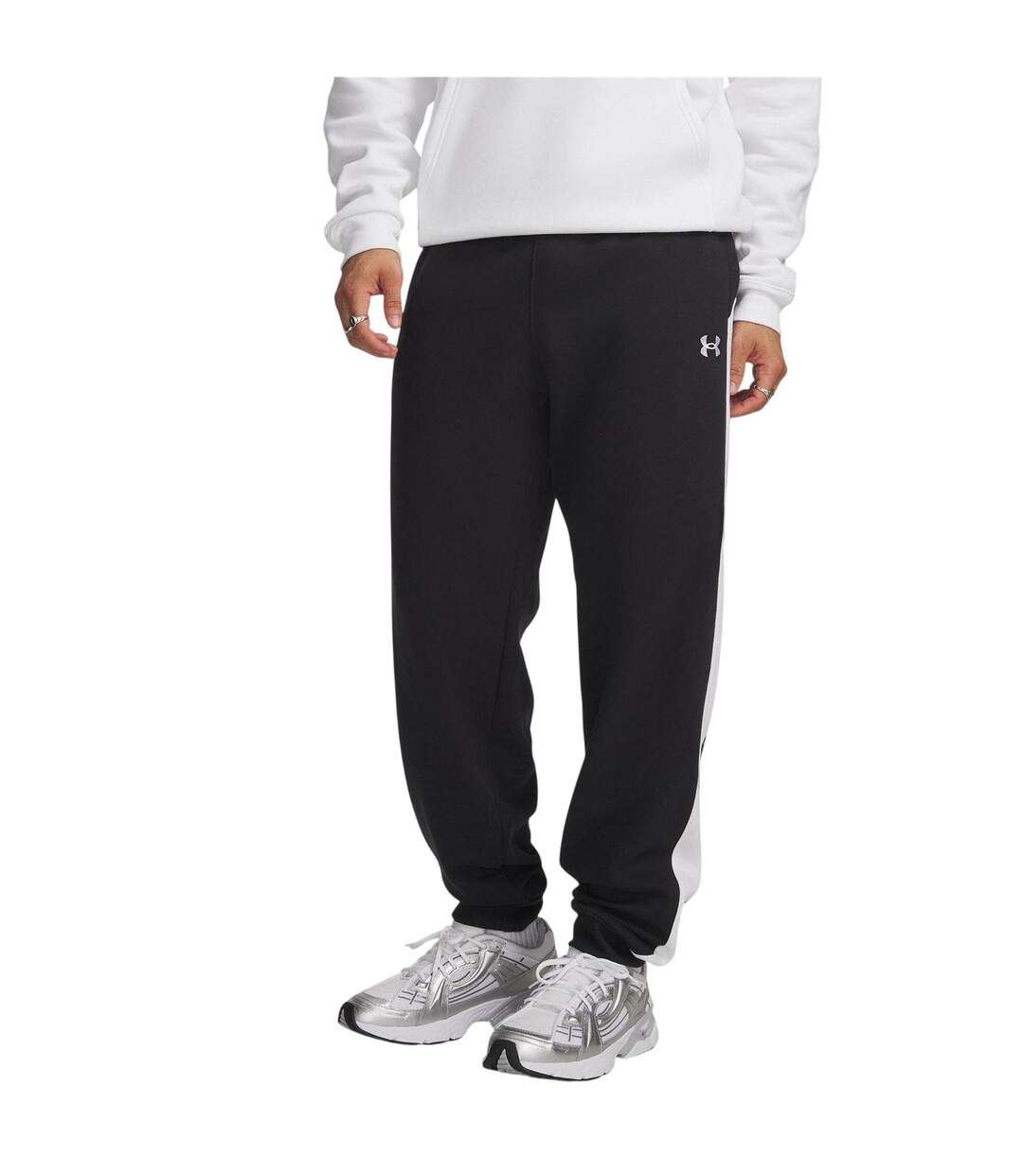 Mens Rival Fleece Joggers Black White Under Armour-2