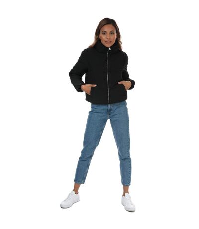 Womens/ladies Dolly Short Puffer Jacket Black Only