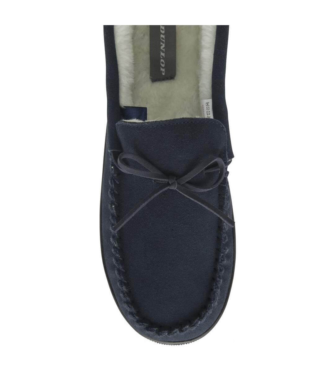 Dunlop - Chaussons mocassins homme cuir suédé marine mémoire de forme-3