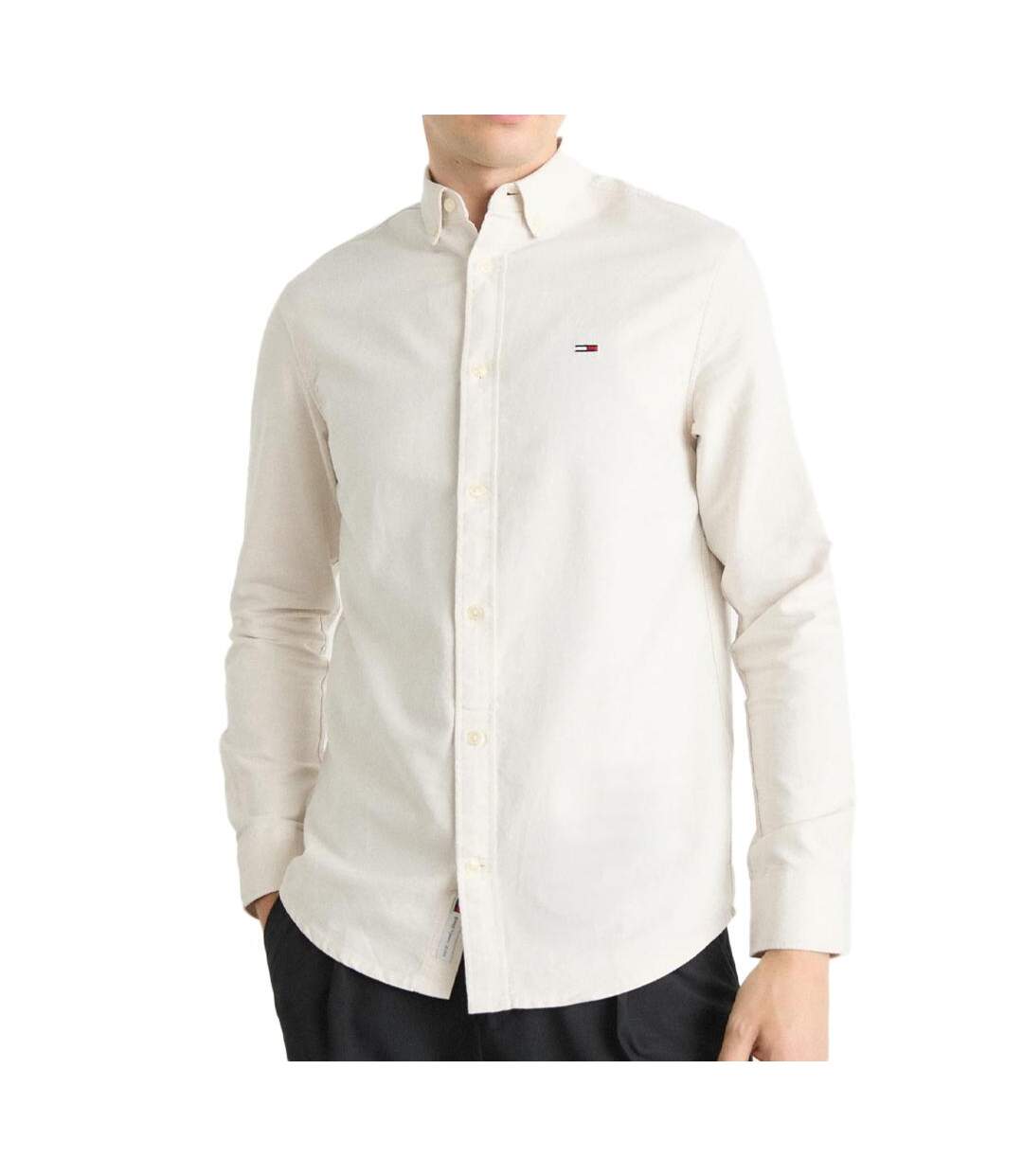 Chemise blanche homme tommy jeans slim stretch oxford - l-1