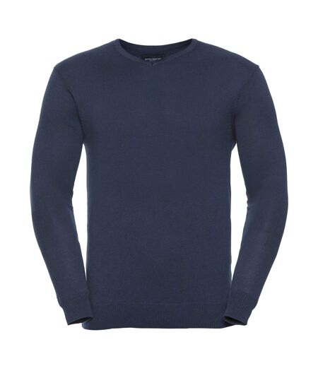 Russell Collection Mens V-Neck Knitted Pullover Sweatshirt (French Navy) - UTBC1012