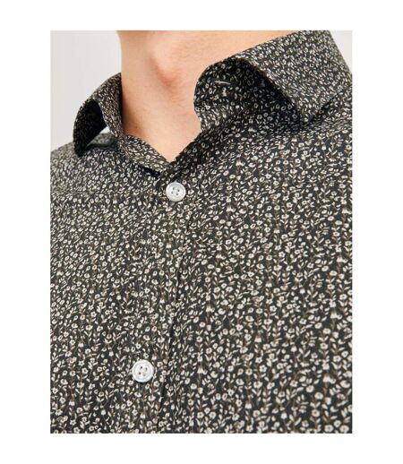 Mens Leaf Print Slim Long-sleeved Shirt Peat Jack And Jones