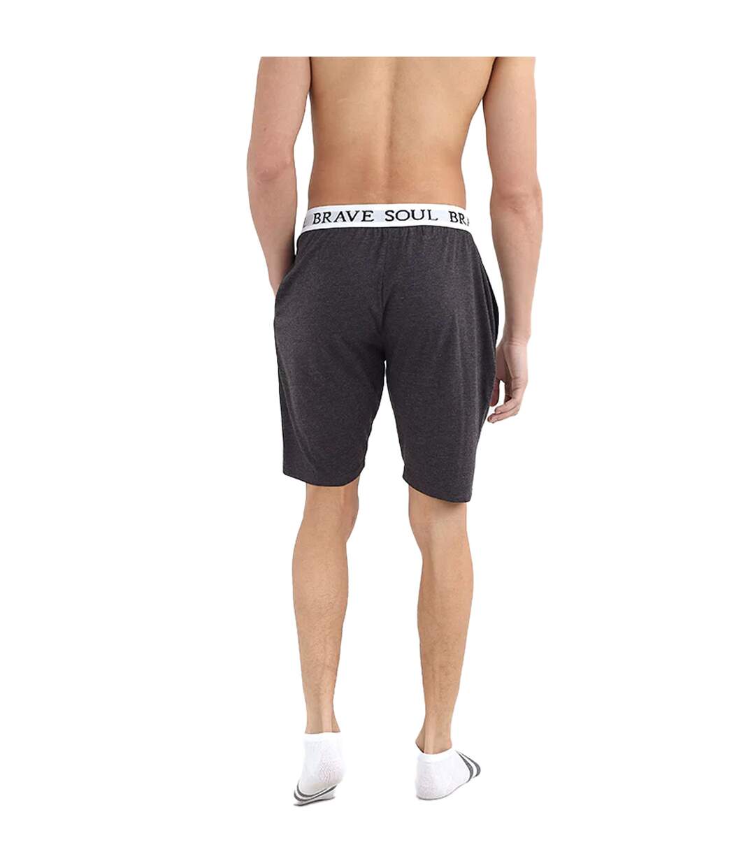 Brave Soul Mens Logo Waistband Jersey Lounge Shorts (Gray)