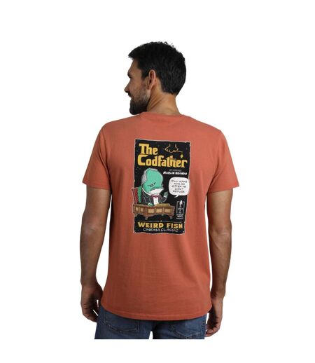 Mens codfather back print t-shirt baked clay Weird Fish