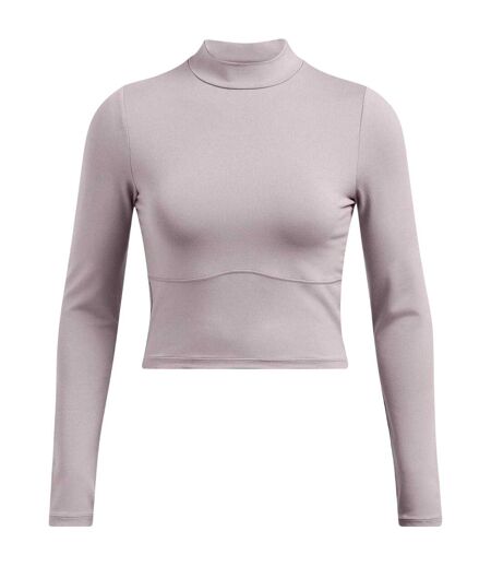 Womens/ladies Meridian Mock Neck Slim T-shirt Grey Under Armour