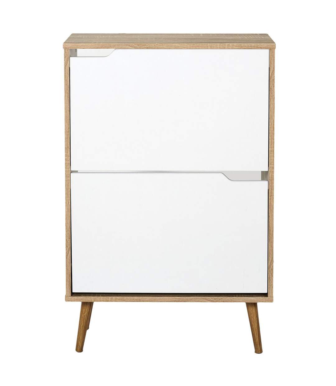 Meuble à chaussures avec 2 portes - Blanc et Bois-2