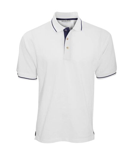 Polo À Manches Courtes  St. Mellion Pour Homme Blanc Bleu Marine Kustom Kit
