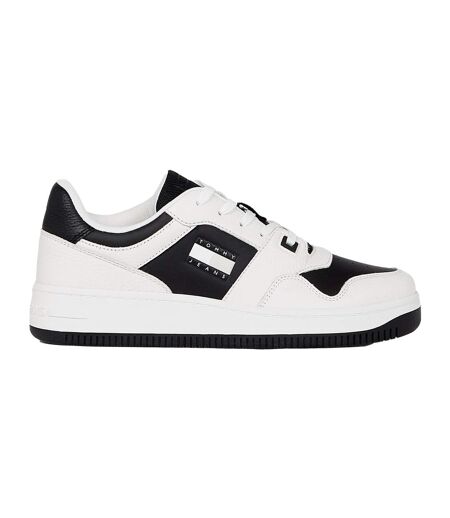 Mens Leather Basketball Cupsole Trainers White Black Tommy Jeans