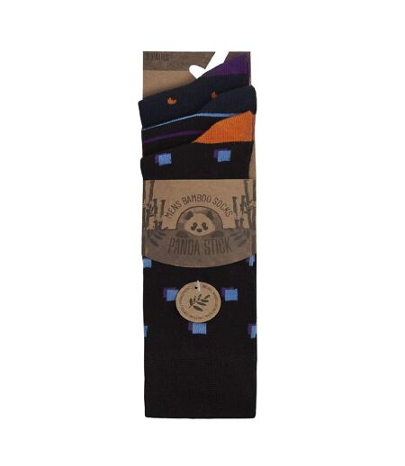 Baum Mens Spots & Stripe Bamboo Socks (Pack Of 3) (Navy/Orange) - UTUT1387