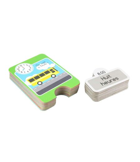 Jeu de Cartes Educatives J'apprends l'Heure 22cm Multicolore