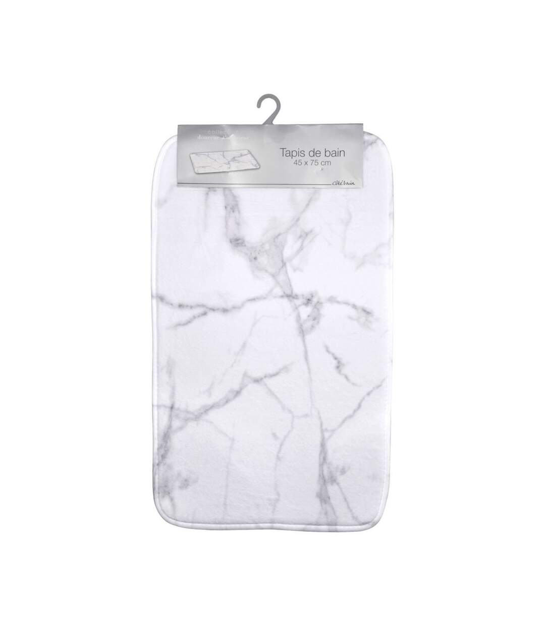 Tapis de Bain Microfibre Effet Marbre 45x75cm Blanc-2