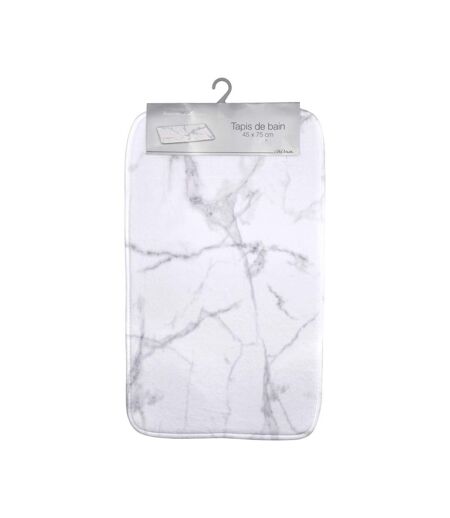 Tapis de Bain Microfibre Effet Marbre 45x75cm Blanc