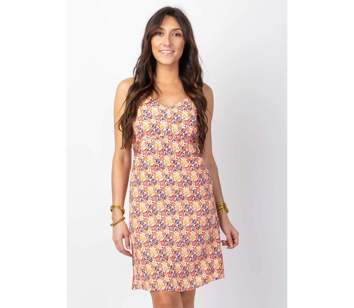 Robe courte fines bretelles BEA imprimé petites fleurs Coton Du Monde-2