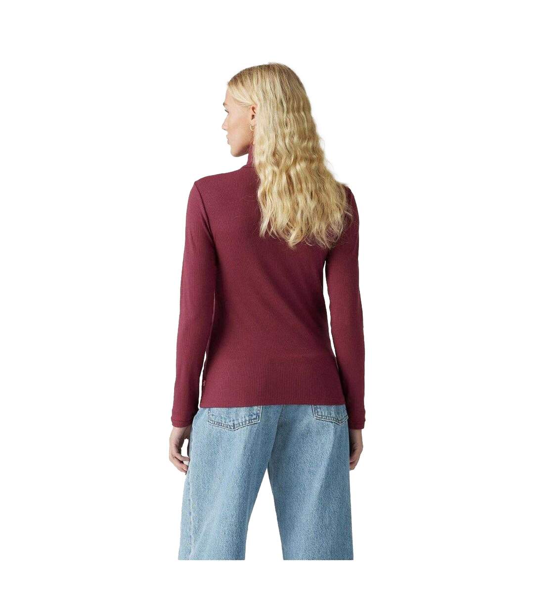 Womens/ladies Slim Turtleneck Burgundy Levis-3