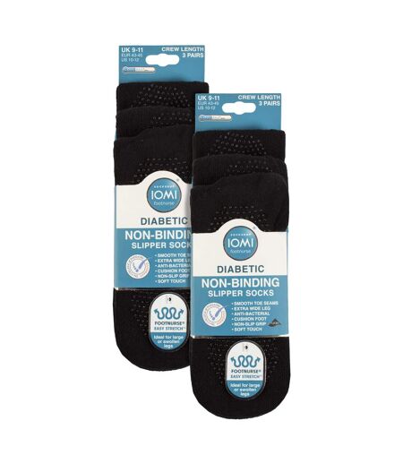 6 Pack Diabetic Bed Socks with Grips | Non Slip Extra Wide Slipper Socks