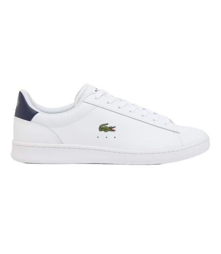 Mens Carnaby Leather Flat Trainers White Navy Lacoste