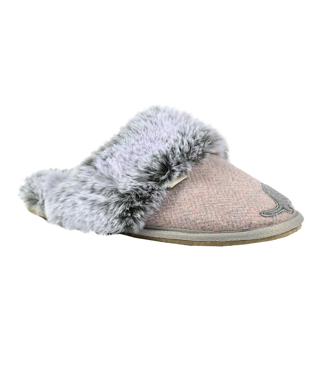 Chaussons femme rose / gris Lazy Dogz-1