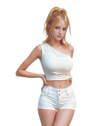 Short Push-Up Femme en Coton Lycra Blanc - Coupe Mode 5 Poches