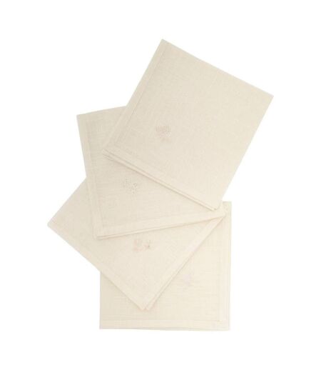 Lot de 4 Serviettes de Table Brodé Joy 40x40cm Blanc