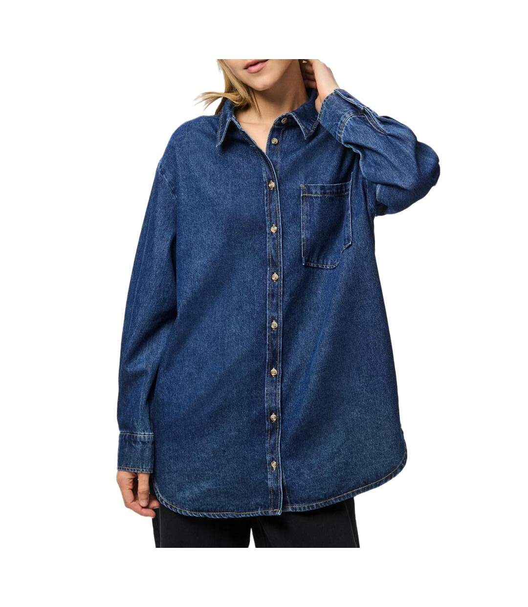 Chemise bleu foncé femme pieces maisie-1