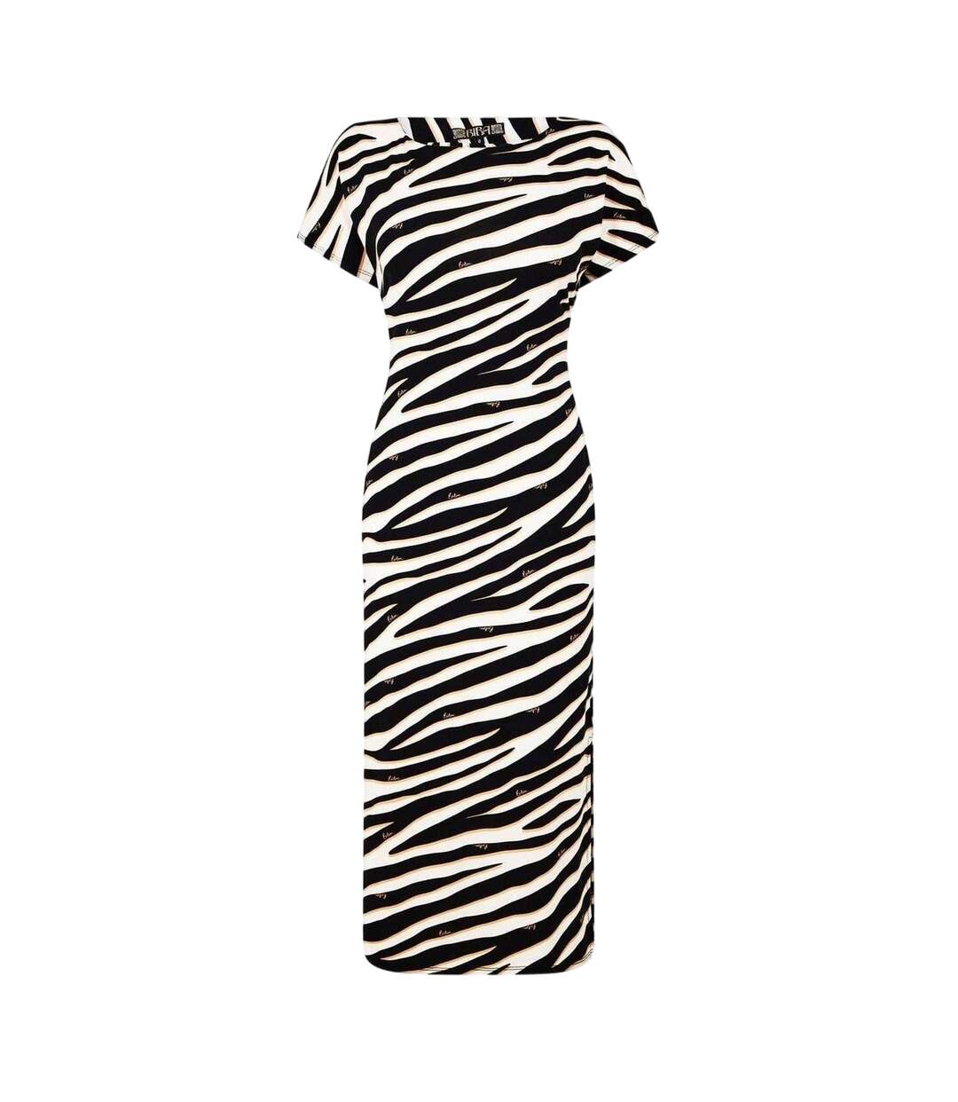 Womens/ladies Zebra Print Jersey Front Tie Midi Dress White Black Biba-2