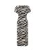 Womens/ladies Zebra Print Jersey Front Tie Midi Dress White Black Biba-2