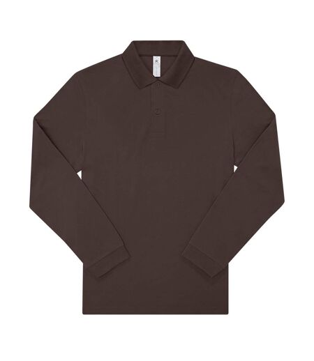 Mens My Long-sleeved Polo Shirt Roasted Coffee B&C