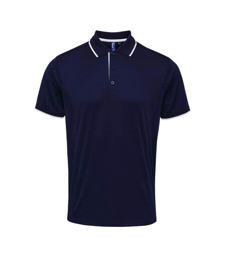 Polo Coolchecker Homme Bleu Marine Blanc Premier