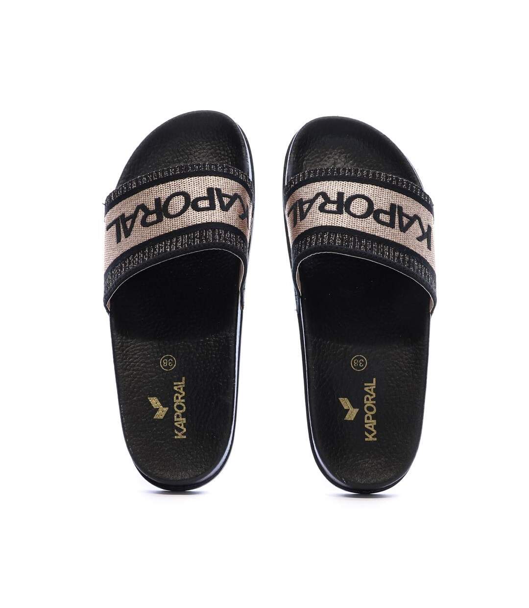 Claquettes noir femme kaporal tapioca-2