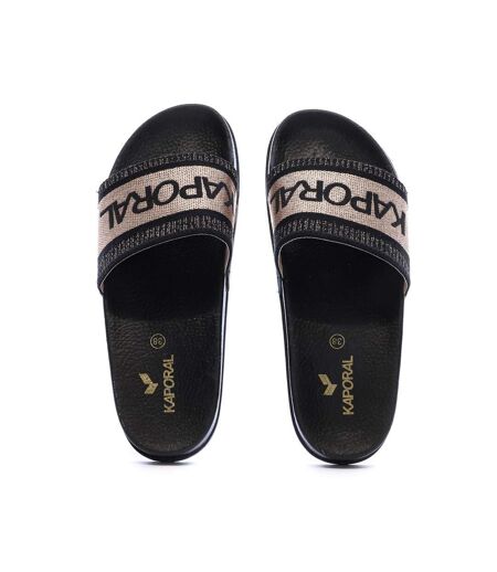 Claquettes noir femme kaporal tapioca