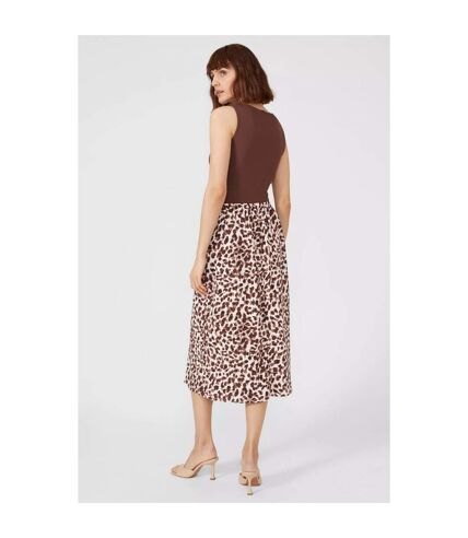 Principles Womens/Ladies Leopard Print Ruched Front Midi Skirt (Brown) - UTDH5760