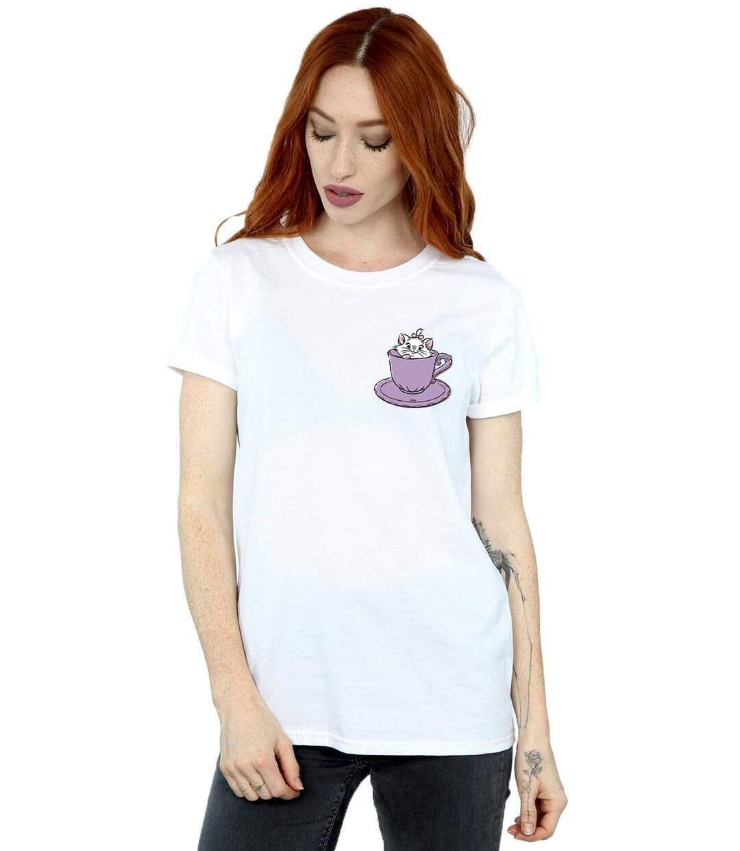 Disney - T-shirt ARISTOCATS MARIE IN CUP BREAST PRINT - Femme (Blanc) - UTBI17431-2