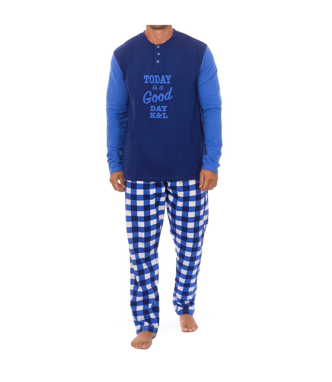 KLP3 Men's Long Sleeve Fleece Winter Pajamas-1