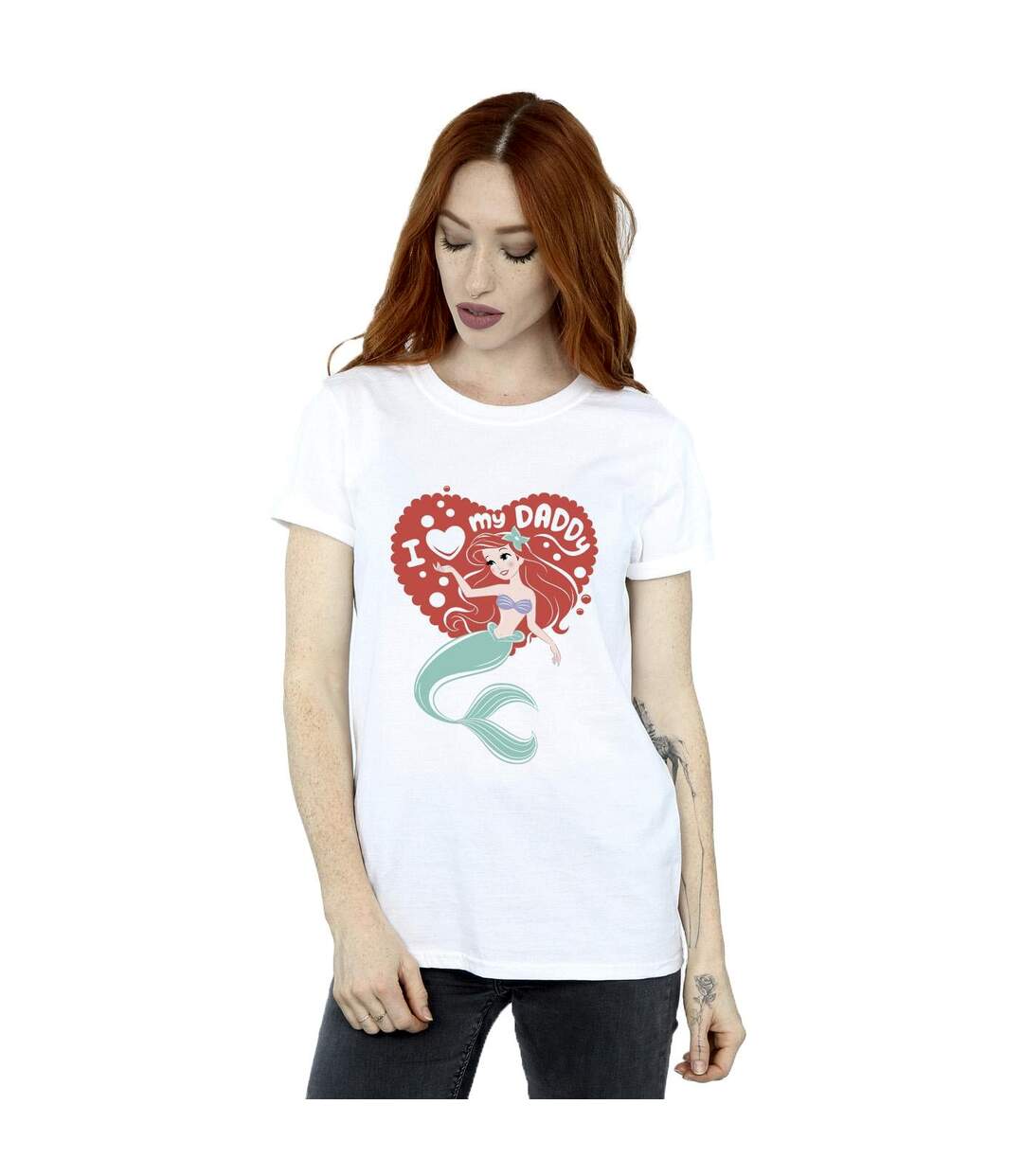 Disney Femme/Ladies The Little Mermaid Love Daddy Cotton Boyfriend T-Shirt (Blanc) - UTBI30984-2