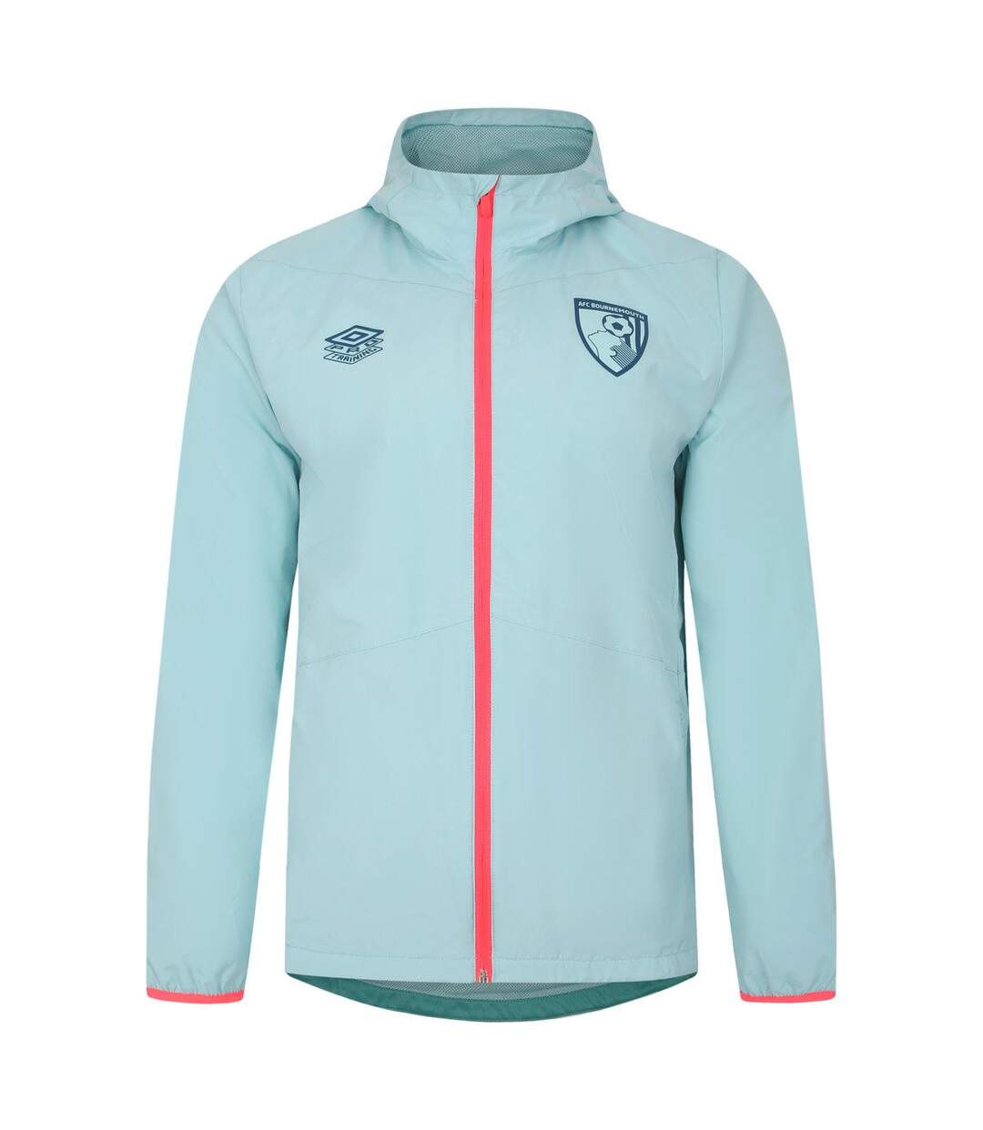 Mens 23/24 afc bournemouth waterproof jacket aqua haze/latigo bay/lava pink Umbro-1