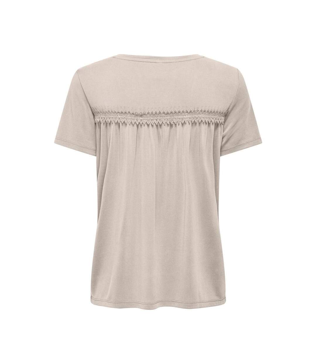 T-Shirt beige femme only free life - s-2