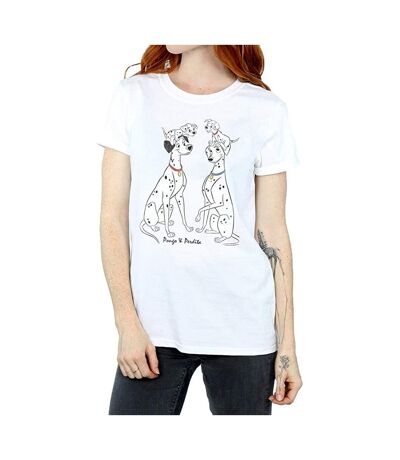 101 Dalmatians Womens/Ladies Pongo And Perdita Cotton Boyfriend T-Shirt (White)