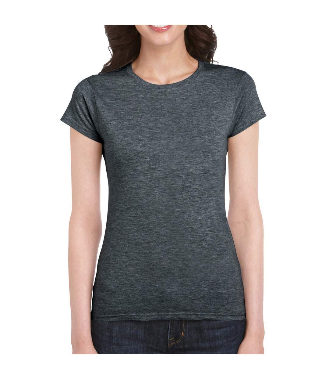 T-shirt softstyle femme gris foncé chiné Gildan