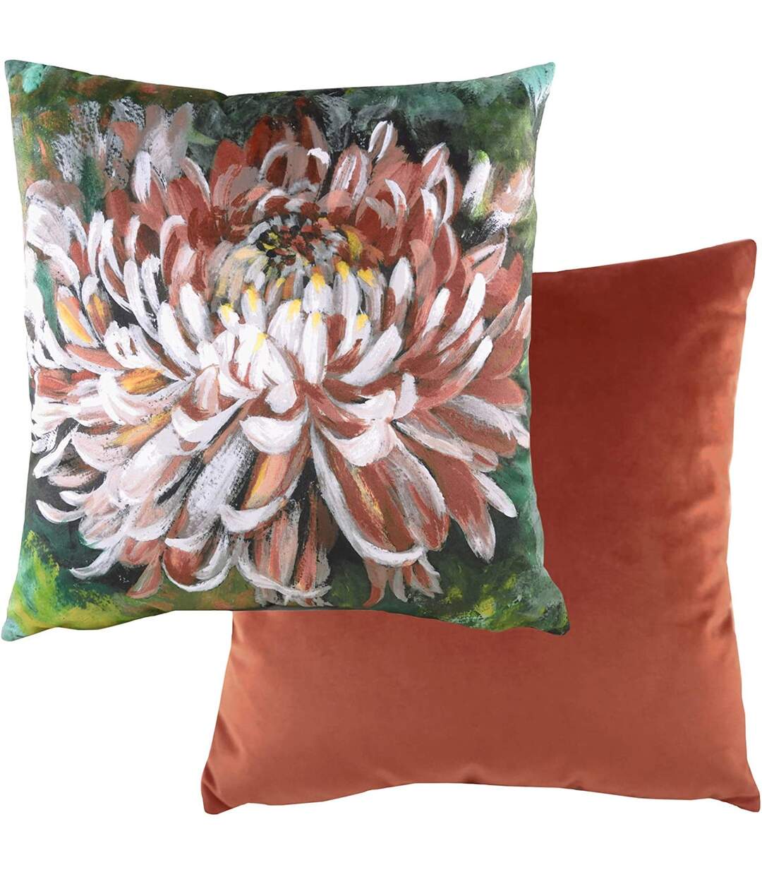Winter florals chrysanthemum cushion cover one size terracotta Evans Lichfield-2