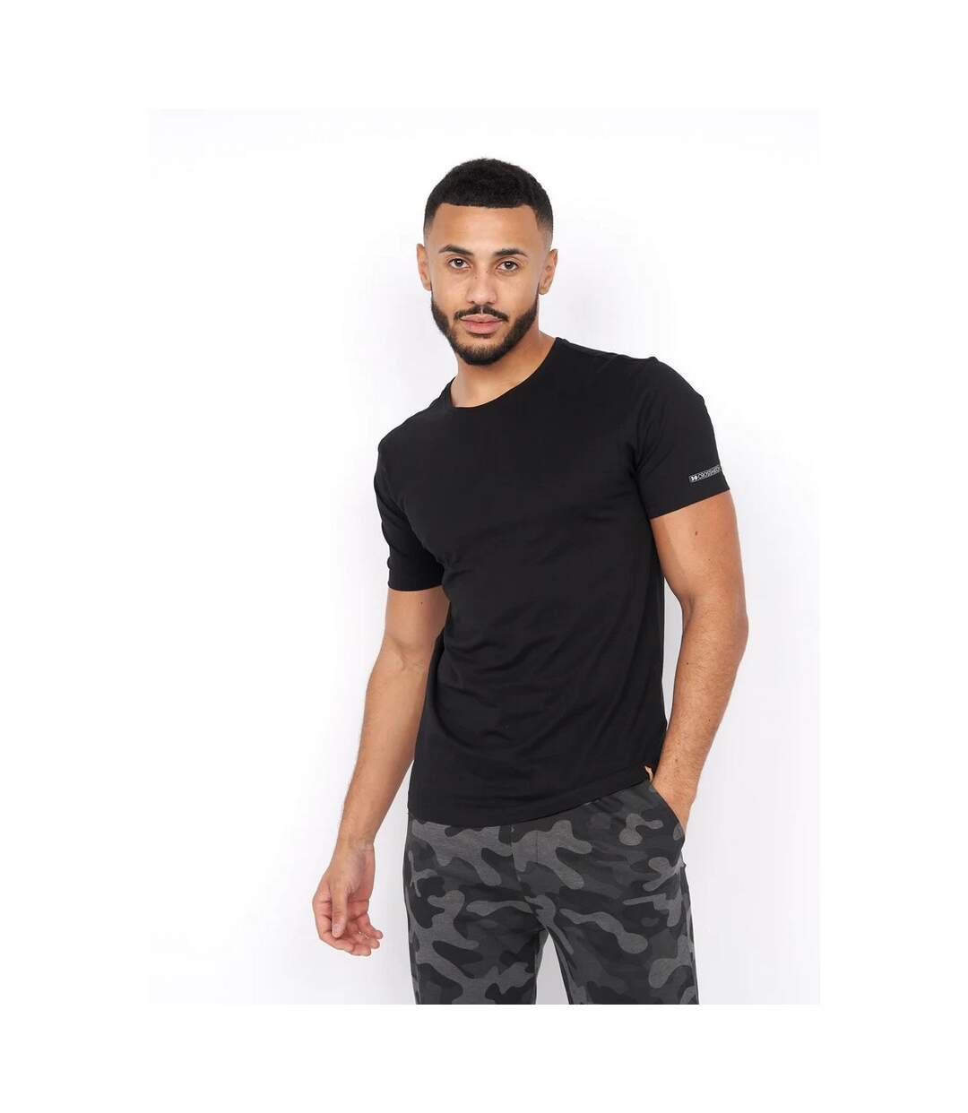 Crosshatch Mens Combo Craft Camo Pajama Set (Black)