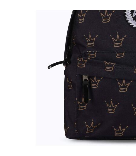 Unisex Black King Crown Pattern Backpack with Padded Straps | School Travel Bag