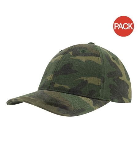 Lot de 2  casquettes de baseball adulte vert camouflage Flexfit